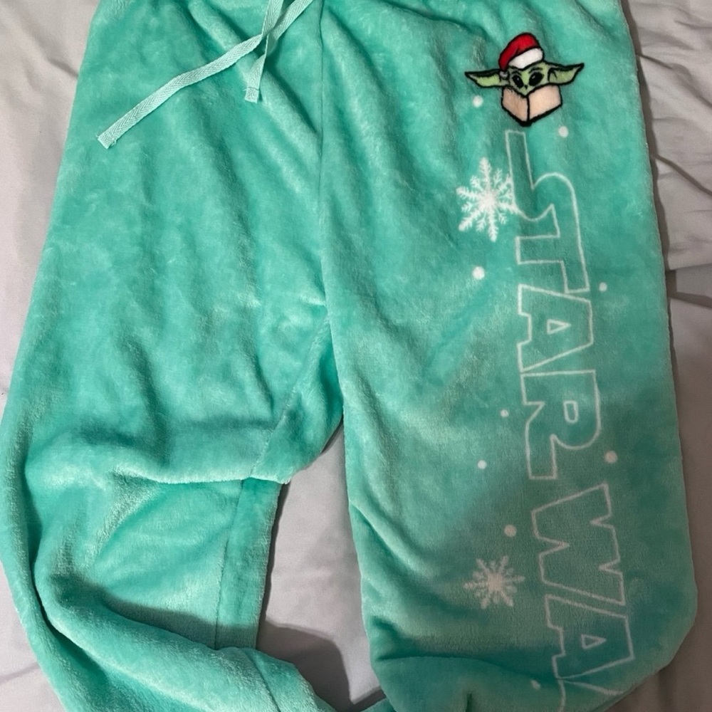 Green and white Baby Yoda Star Wars sweatpants